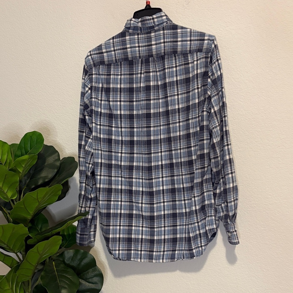 J. Crew Blue and White Plaid flannel Button-Down Shirt small - Picture 5 of 5